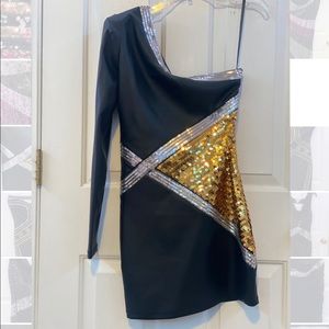 Bebe faux leather sequin dress